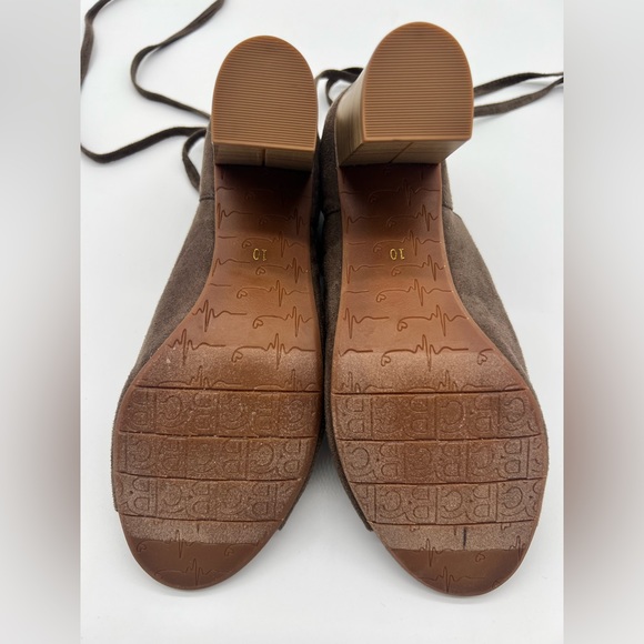 BC Born in California Vegan Suede-like Open Toe Chunky Heel Ankle Tie Bo… - Picture 8 of 8